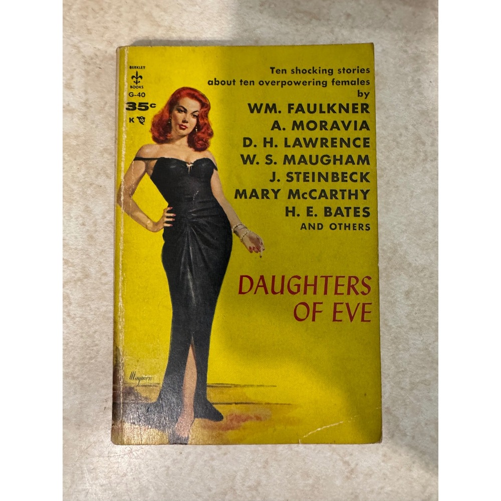 Daughters of Eve 1956 Berkley G-40 Vintage Pbk Faulkner‎ Steinbeck Pulp Art